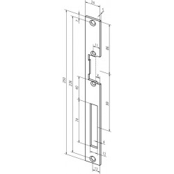 Plaque de frappe plate 338 inox ma Rect.B.24xL.250mm DIN Gauche/droit ASSA ABLOY