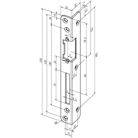 Gâche de sécurité coudée .069 S.3mm VA ma DIN Gauche ASSA ABLOY