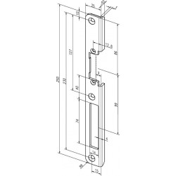 Gâche serrure .63 B VA B.25mm L.250mm carré DIN Droite .ASSA ABLOY