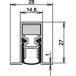 Joint de porte Schall-Ex® DUO L-15/28 OS 1-404 2-s.L.1083mm Alu anodisé.HLT ATHMER