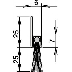 Joint de porte brosse, longueur 1100 mm, crin mixte. Visser ATHMER
