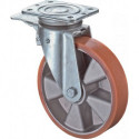 Roulette orientable avec frein D. de la roue 200 mm cap. charge 300 kg avec plaq