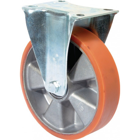 Roulette fixe 125 mm 200 kg bandage en polyuréthane moulé 115 x 85 mm aluminium