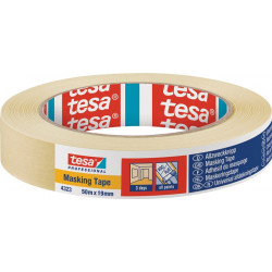 Ruban crêpé 4323 légèrement crêpé beige clair longueur 50 m largeur 19 mm rouleau TESA (Par 16)