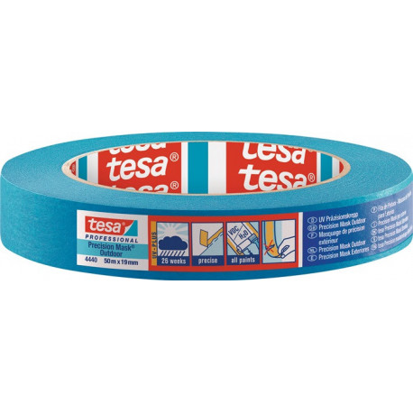 Crêpe de précision 4440 ext. UV PLUS lisse bleu longueur 50 m largeur 19 mm rouleau TESA (Par 8)