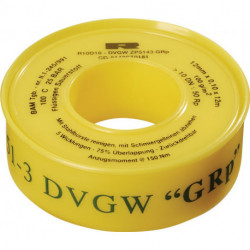 Ruban d’étanchéité en PTFE GRp L12 m l12 mm D01 mm jaune 100 g/m² rouleau ULITH