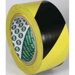 Ruban de marquage de sol F33 PVC noir/jaune longueur 33 m largeur 50 mm rouleau