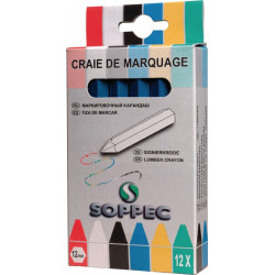Craie de marquage bleu sans emballage papier 12 pièces/boîte SOPPEC