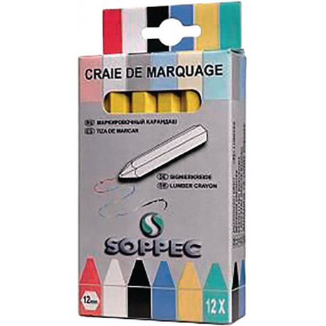 Craie de marquage jaune sans emballage papier 12 pièces/boîte SOPPEC