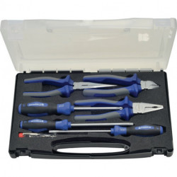 Jeu de pinces/jeu d'outils 7 pièces gaines multicomposant coffret en plastique PROMAT