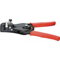 Pince à dénuder longueur 180 mm laqué en noir revêt. en plastique avec ressort d’ouverture KNIPEX