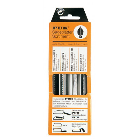 Assortiment de lames de scie 390170 12 pièces universel, métal, bois, métal (fin) PUK