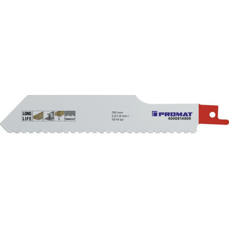 Lame de scie sabre longueur 150 mm largeur 25 mm Degrésuation de dent TPI 10/14 2