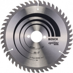 Lame pour scie circulaire Optiline Wood Ext 190mm Z.48 WZ Percage 30mm Larg coupe.2mm