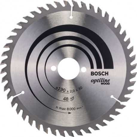 Lame pour scie circulaire Optiline Wood Ext 190mm Z.48 WZ Percage 30mm Larg coupe.2mm