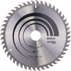 Lame pour scie circulaire Optiline Wood Ext 210mm Z.48 WZ Percage 30mm Larg coupe.2,8mm