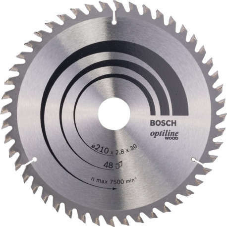 Lame pour scie circulaire Optiline Wood Ext 210mm Z.48 WZ Percage 30mm Larg coupe.2,8mm