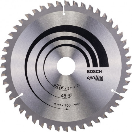 Lame pour scie circulaire D. ext. 216 mm nombre de dents 48 WZ/N perçage 30 mm l. de coupe 2,8 mm HM BOSCH