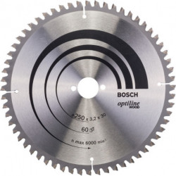 Lame pour scie circulaire Ext 250mm Z.60 WZ/N Percage 30mm Larg coupe.3,2mm HM BOSCH