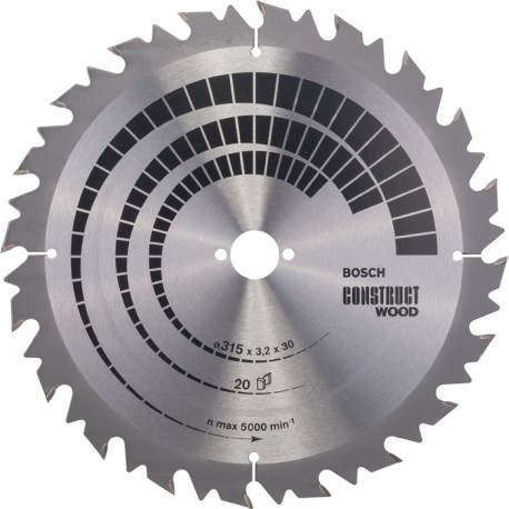 Lame pour scie circulaire D. ext. 315 mm nombre de dents 20 WZ perçage 30 mm l. de coupe 3,2 mm carbure BOSCH