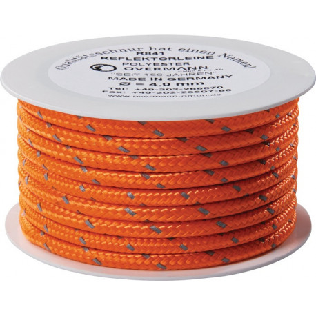 Cordon réfléchissant Safety Reflector longueur 50 m D. 4 mm polyester orange OVE (Par 6)