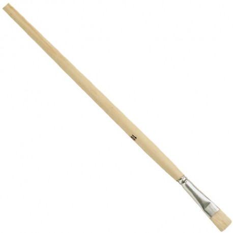 Pinceau de soie Gussow taille 2 largeur 5 mm soies claires de haute qualité tôle blanche manche en bois brut (Par 12)