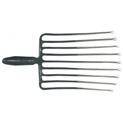 Fourche à cailloux 9, longueur des dents 330 mm avec douille à ressort, sans manche acier, rouge-argent laqué KRUMPHOLZ