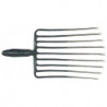 Fourche à cailloux 9, longueur des dents 330 mm avec douille à ressort, sans manche acier, rouge-argent laqué KRUMPHOLZ