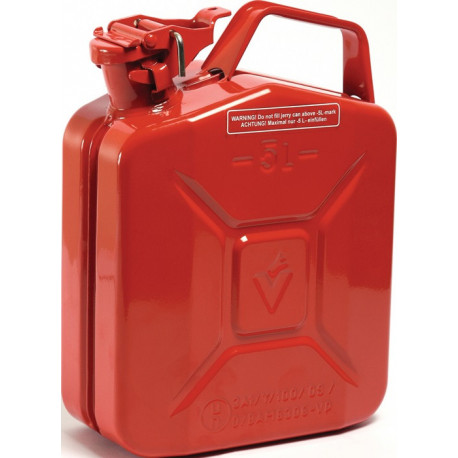 Bidon de carburant 5l Rouge pompier RAL 3000 tôle dacier-L230xB120xH310mm VALPRO