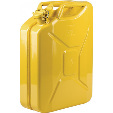 Bidon de carburant 20l Jaune zinc RAL 1018 tôle dacier-L345xB165xH470mm VALPRO
