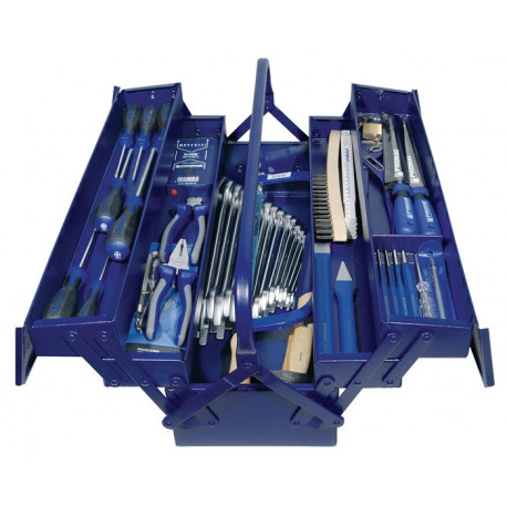 Assortiment d'outils 60 pièces dans mallette en plastique incluant détecteur de tension