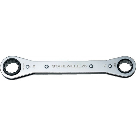 Clé polygonale à cliquet 25 7 x 8 mm 12 pans longueur 109 mm nombre de dents 22 STAHLWILLE