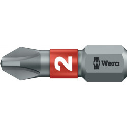 Embout 851/1 BTZ 1/4 po. PH 2 longueur 25 mm BiTorsion dur tenace WERA (Par 10)