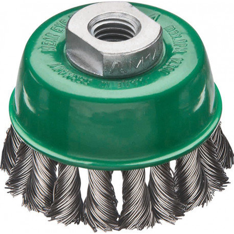 Brosse boisseau D. 65 mm M14 épaisseur de fil 05 mm VA 12500 min-¹ LESSMANN