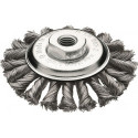 Brosse conique D. 115 mm M14 épaisseur de fil 0,5 mm acier 12 mm 15000 min-¹ LESSMANN