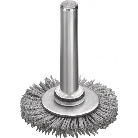 Brosse plate D. 30 mm tige 6 mm SiC poils de ponç. granulation 120 6 mm 18000 min-¹ LESSMANN