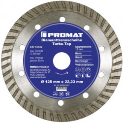 Disque à tronçonner diamant D. 180 mm perçage 254 / 22,23 mm âme en acier 10 mm