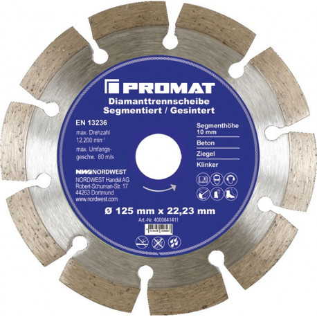 Disque à tronçonner diamant D. 350 mm perçage 254 mm segmenté 10 mm