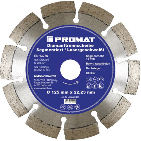 Disque à tronçonner diamant D. 350 mm perçage 254 mm soudé au laser 12 mm