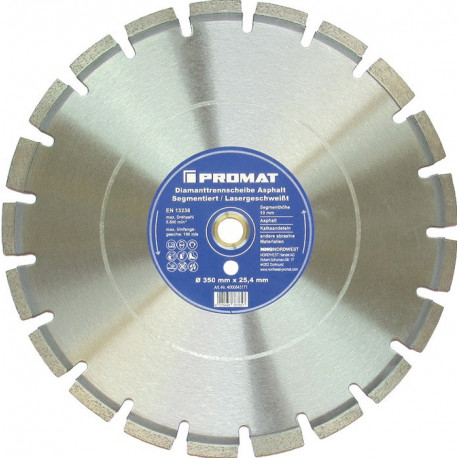 Disque à tronçonner diamant D. 350 mm perçage 20 mm soudé au laser 10 mm