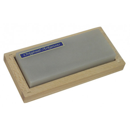Pierre à aiguiser L150xl50 mm Nature Arkansas fin dans un coffret de bois MÜLLER
