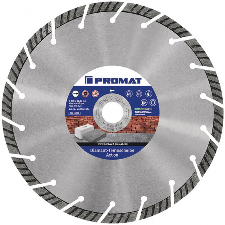 Disque à tronçonner diamant Action D. 230 mm perçage 22,23 mm 10 mm