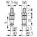 Palpeur D. 2 mm cylindre horizontal M25 acier adapté à horloges de mesure KÄFER