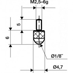 Palpeur D. 3 mm longueur 6 mm bille M25 Rubin adapté à horloges de mesure KÄFER