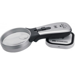 Loupe à main à éclairage Tech-Line induction agrandissement 2x/4x LED D. de lentille 70/20 mm SCHWEIZER