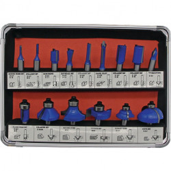 Cassette de fraisage supér. en carbure 973CT15A 15 pièces D. de la tige 8 mm HM FISCH-TOOLS