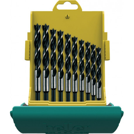 Jeu de forets à bois CV 10 pièces D. 3 4 5 6 7 8 9 10 11 12 mm Maxxbox