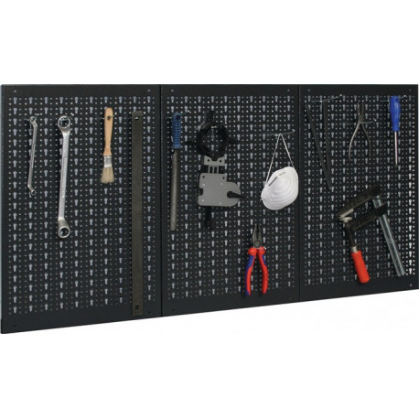 Panneau perforé longueur totale 1200 x hauteur 600 mm l.400xH600 mm avec 12 crochets standard