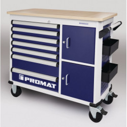 Établi roulant PLUS L extérieure1150xP500xH1015 mm nombre de tiroirs 7 30 kg 500 kg PROMAT