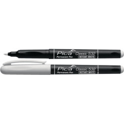 Marqueur permanent INSTANT WHITE blanc Degrésuation 1-2 mm tige avec clip PICA (Par 10)